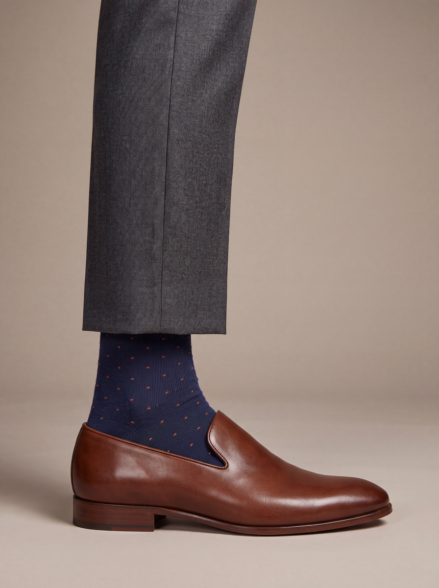All Over Dots - Navy Orange