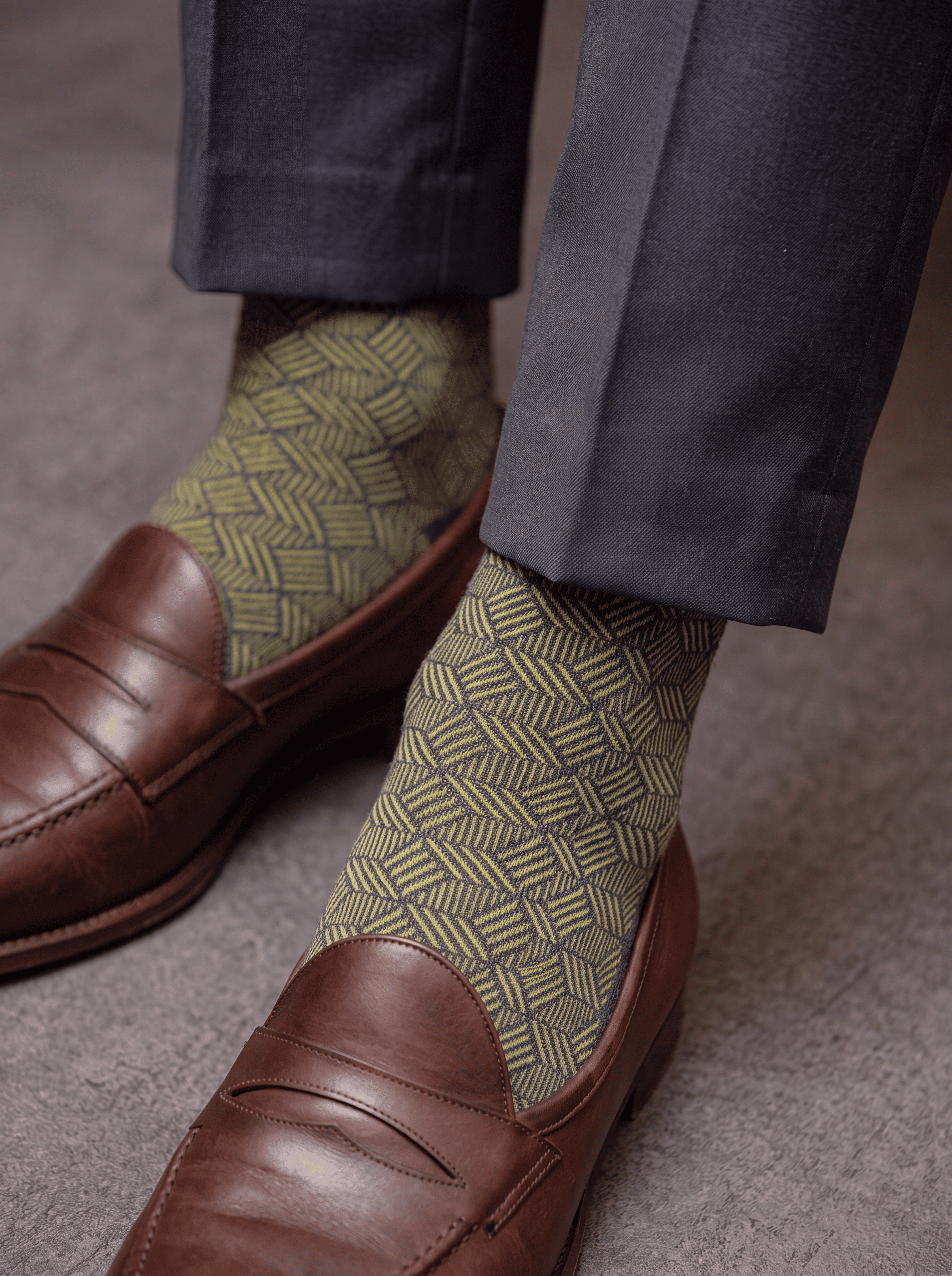 Herringbone Lines - Olive